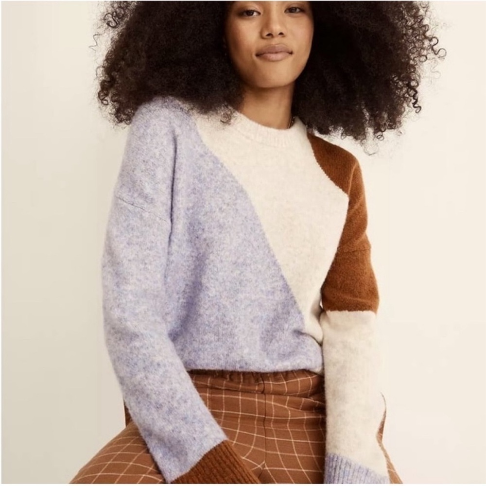 Madewell Cedarbrook Pullover Sweater in Colorblock Wool Blend Size Xsmall